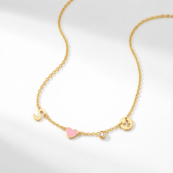 Heart Initial Necklace, shown on a plain background