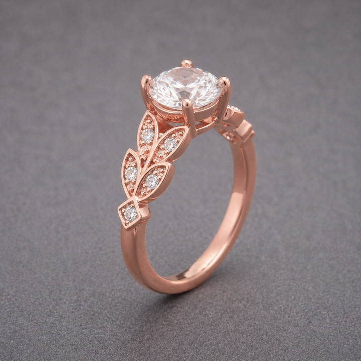 Exotic Flower Crown Ring with Zirconia Crystals