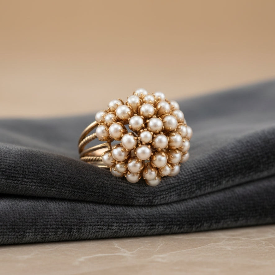 Classic Inlaid Pearl Gold-Tone Ring