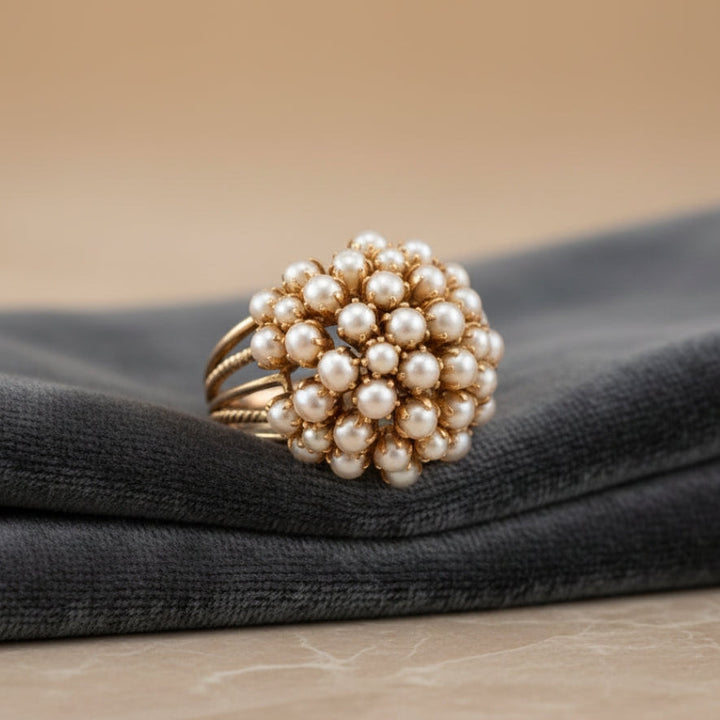 Classic Inlaid Pearl Gold-Tone Ring