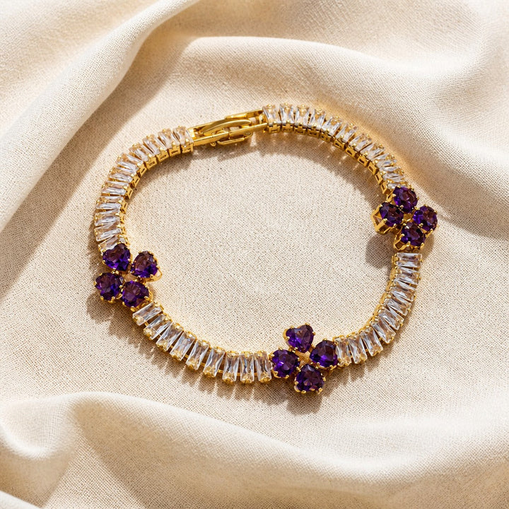 Clover Amethyst Gold-Tone Bracelet