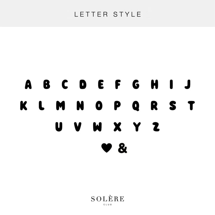 Letter style guide showing the bubble letter alphabet