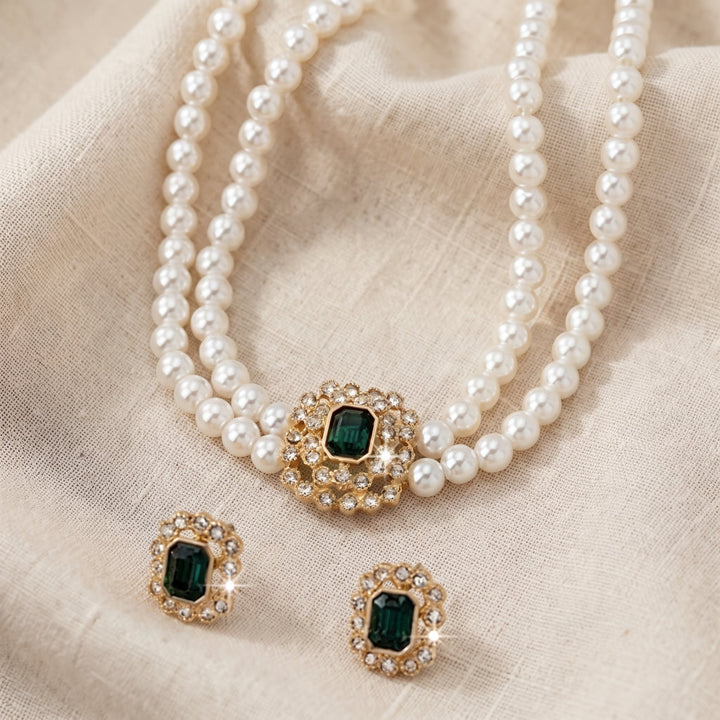 Tamsin Verdalle Emerald Jewelry Set | Gold-Tone