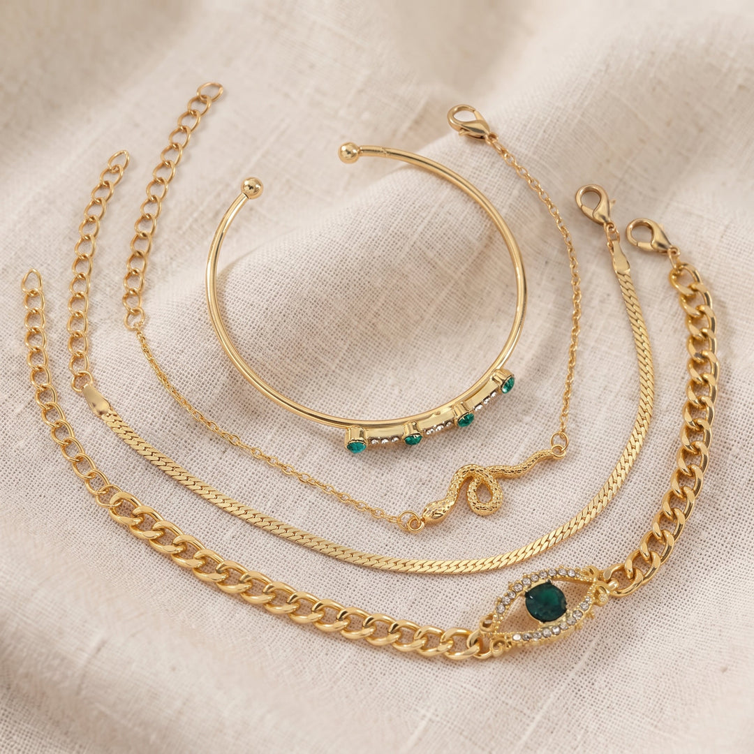 Serpina Veyra Emerald Bracelet Set | Gold-Tone
