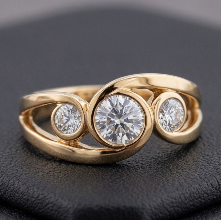Vintage Gold-Tone Spiral Ring with Sparkling Stones