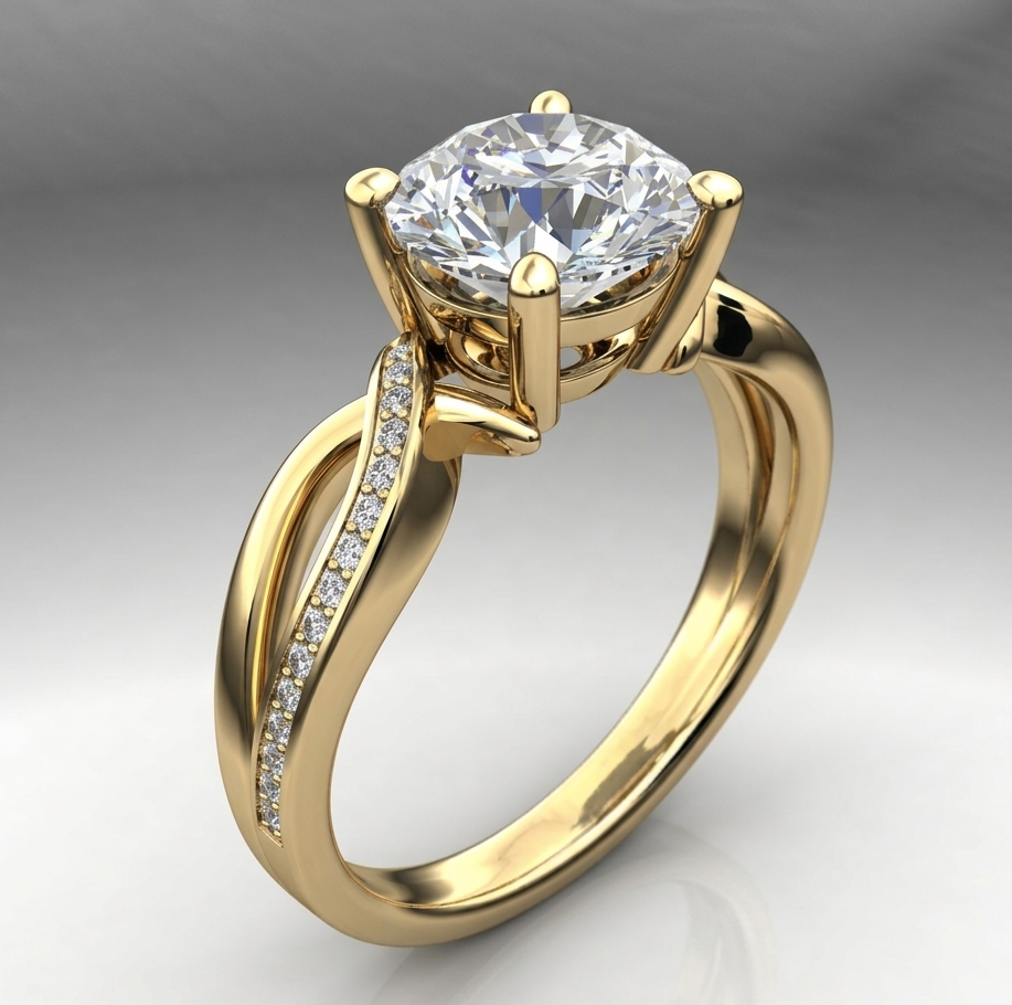 Vintage Braided Gold-Tone Ring with Zirconia Crystals