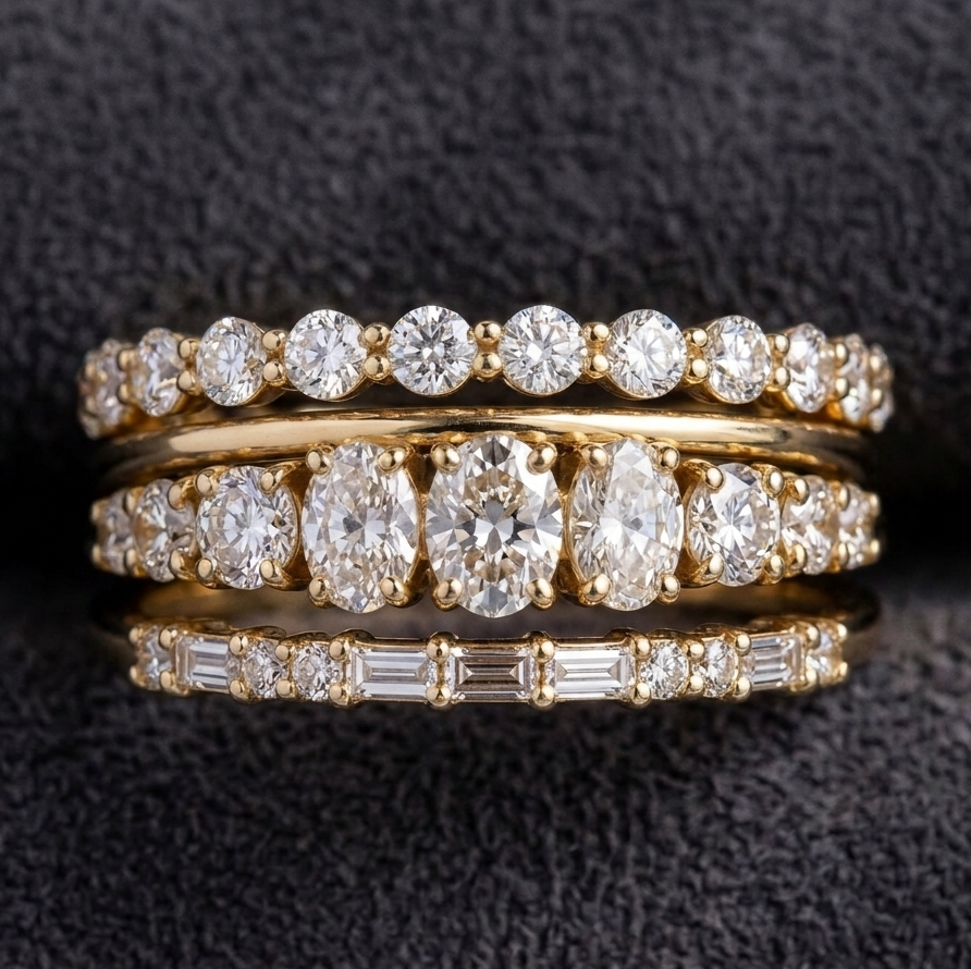 Vintage Elegant Ring Set with Zirconia Crystals