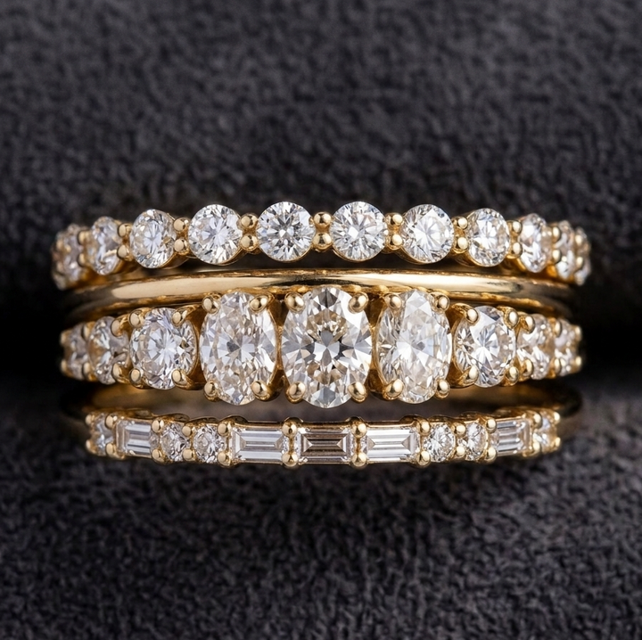 Vintage Elegant Ring Set with Zirconia Crystals