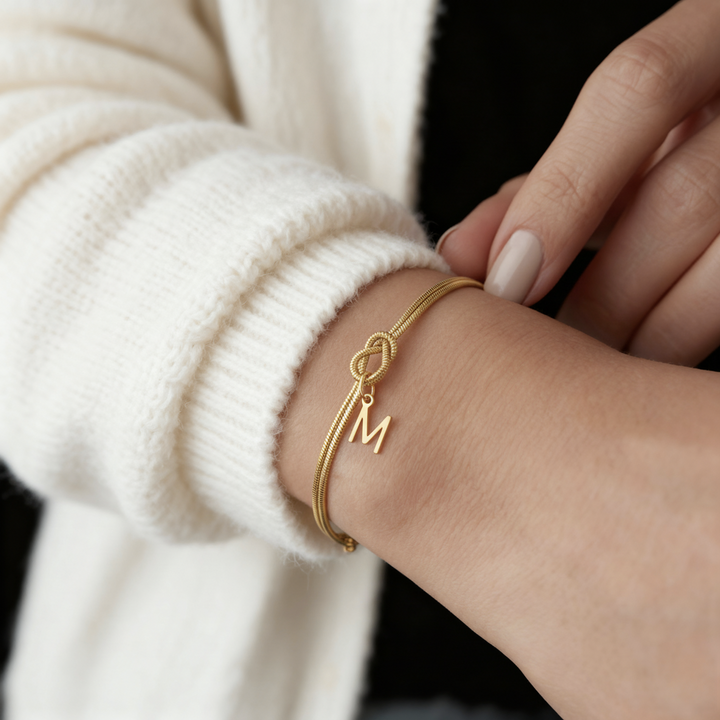 Personal Connection Initial Bracelet, shown on the model
