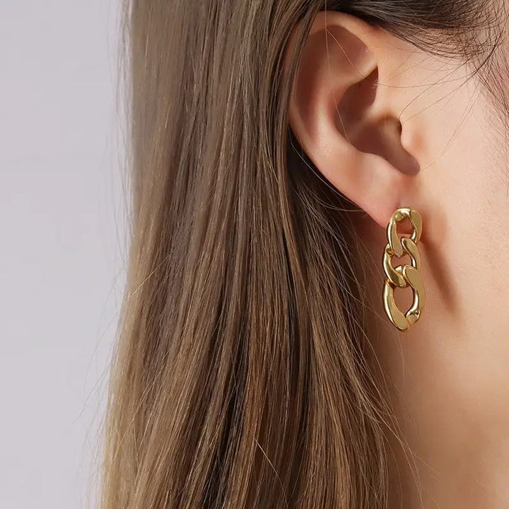 Link Chain Earrings, worn on the ear 2