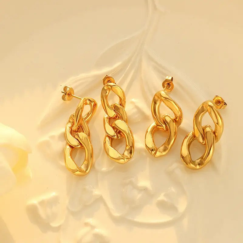 Link Chain Earrings, shown on the model
