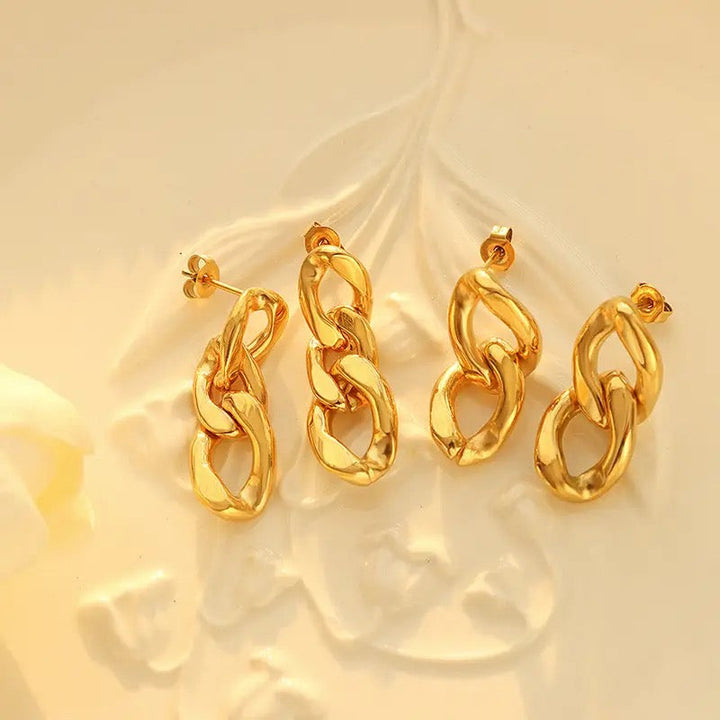 Link Chain Earrings, shown on the model