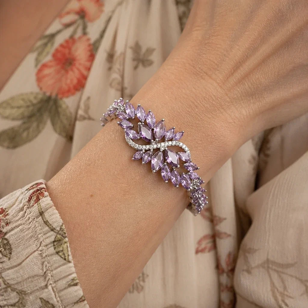 Infinity Leaf Silver-Tone Bracelet