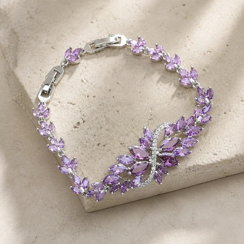 Infinity Leaf Silver-Tone Bracelet
