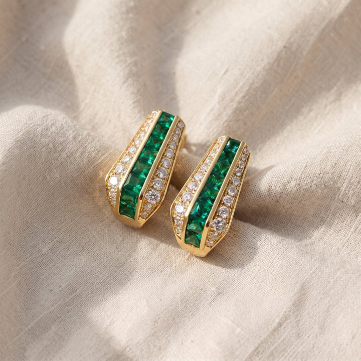 Sienna Emerald Earrings | Gold-Tone