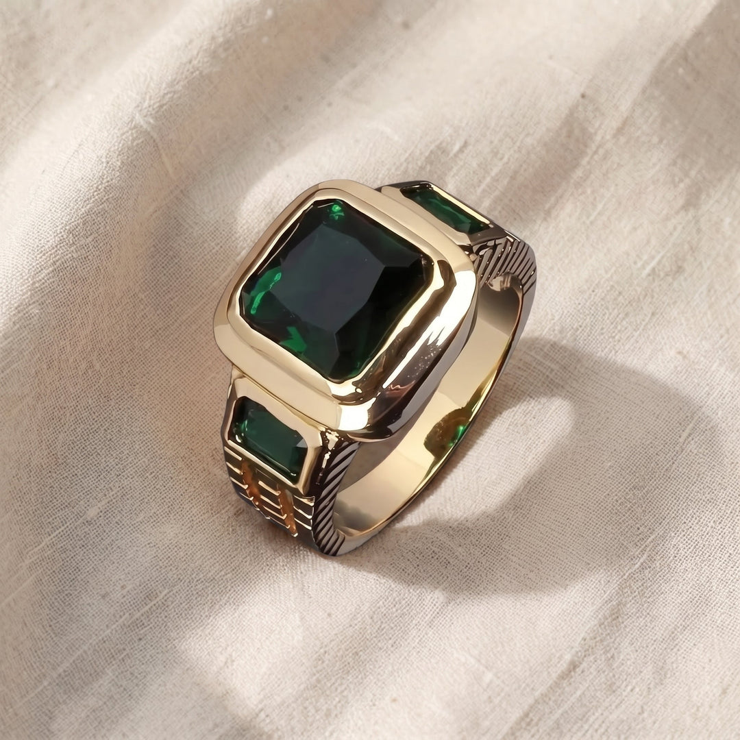 Emeric Valestone Emerald Ring | Gold-Tone