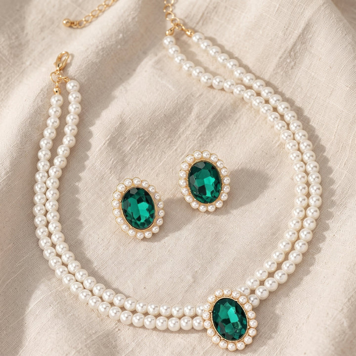 Evelina Marchand Emerald Jewelry Set | Gold-Tone