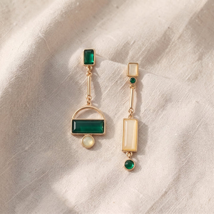 Selene Marquet Emerald Earrings | Gold-Tone