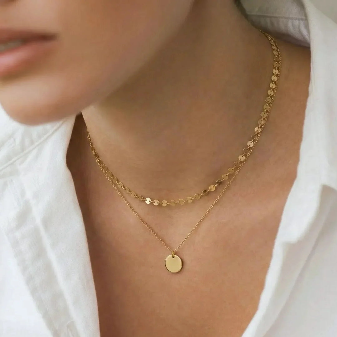 Chiara Necklace, worn at the neckline