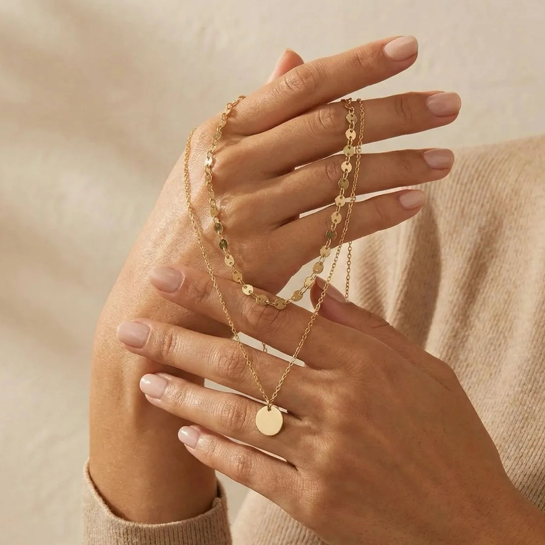 Chiara Necklace, shown on the model