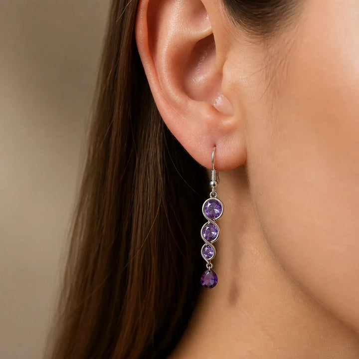 Linked Drop Silver-Tone Earrings
