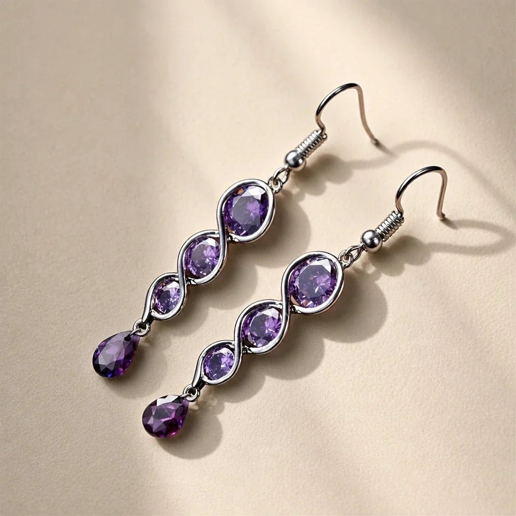 Linked Drop Silver-Tone Earrings