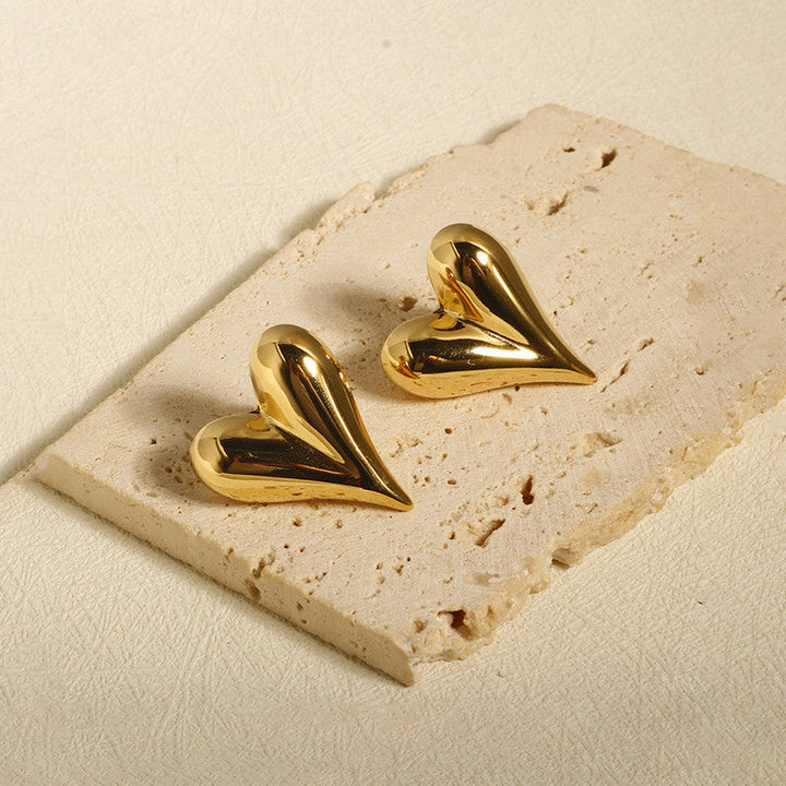 Love Heart Earrings, shown on the model
