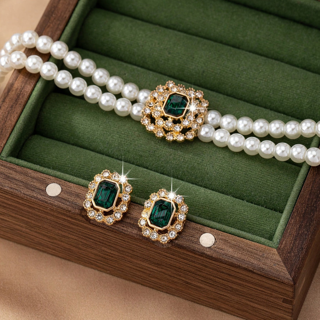 Tamsin Verdalle Emerald Jewelry Set | Gold-Tone