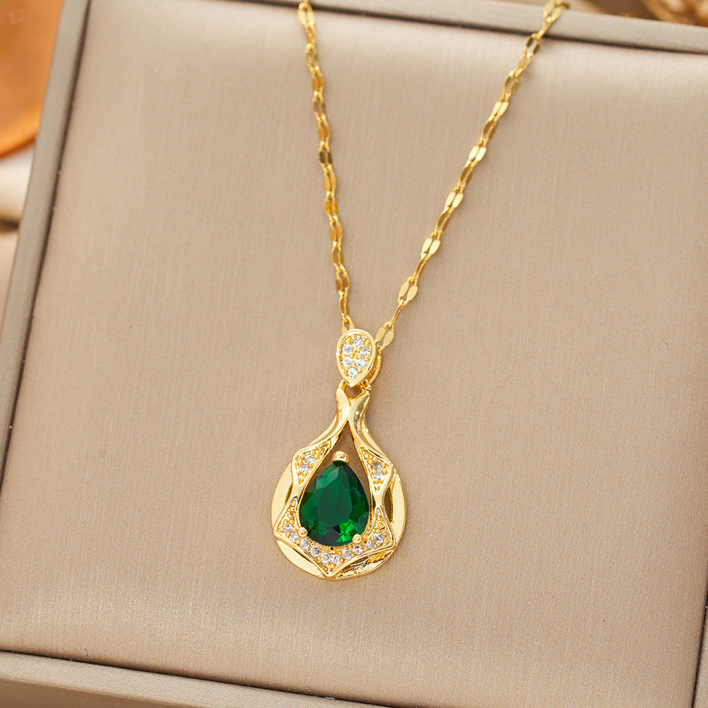 Liana Moretti Emerald Necklace | Gold-Tone