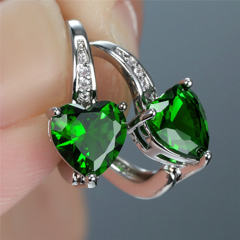 Lunara Greystelle Emerald Earrings | Silver-Tone