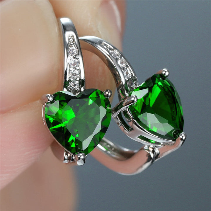 Lunara Greystelle Emerald Earrings | Silver-Tone