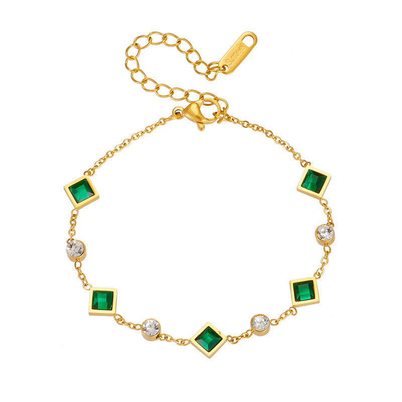 Amelisse Glenwyn Emerald Bracelet | Gold-Tone