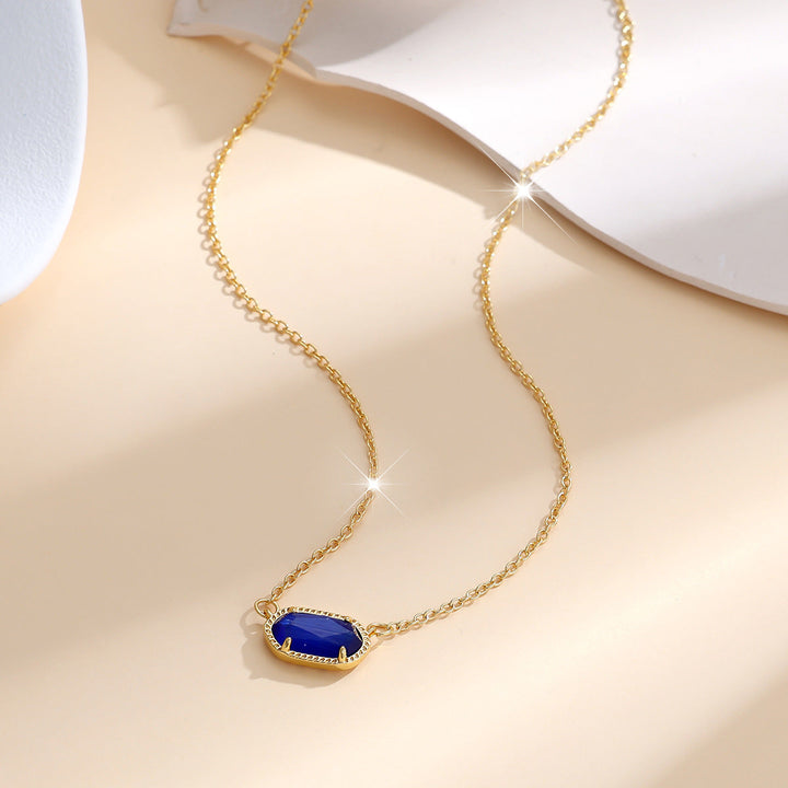 Classic Oval Sapphire Necklace | Gold-Tone