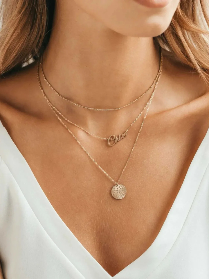 Serenia Layered Necklace Set, worn at the neckline