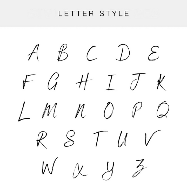 Letter style guide showing the brush alphabet