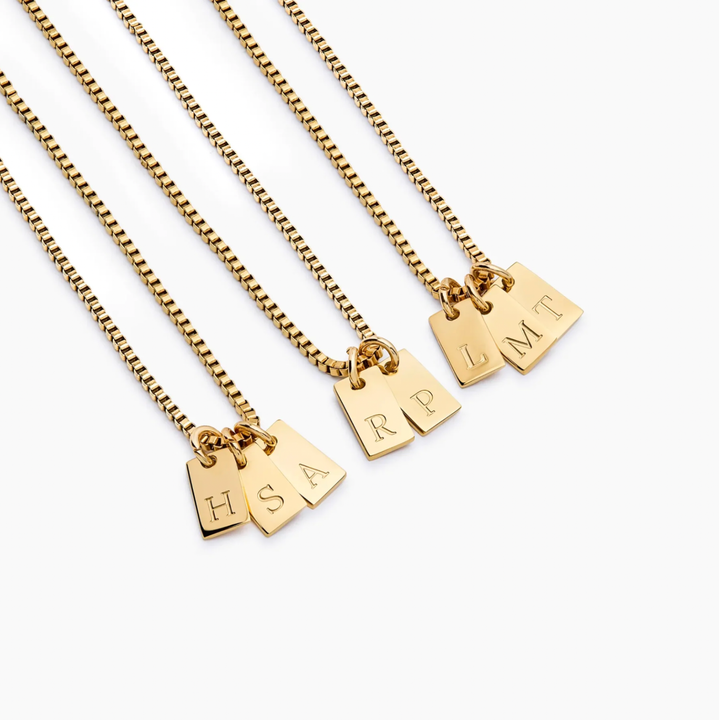 Diana Initials Necklace, close-up detail