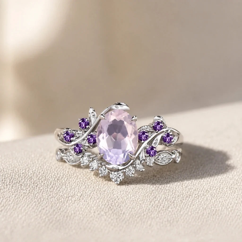 Oval Cut Silver-Tone Ring