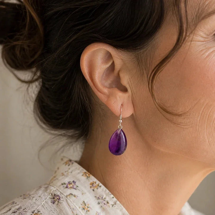 Puff Teardrop Silver-Tone Earrings