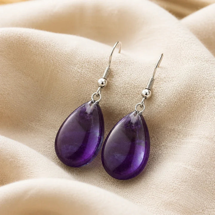 Puff Teardrop Silver-Tone Earrings