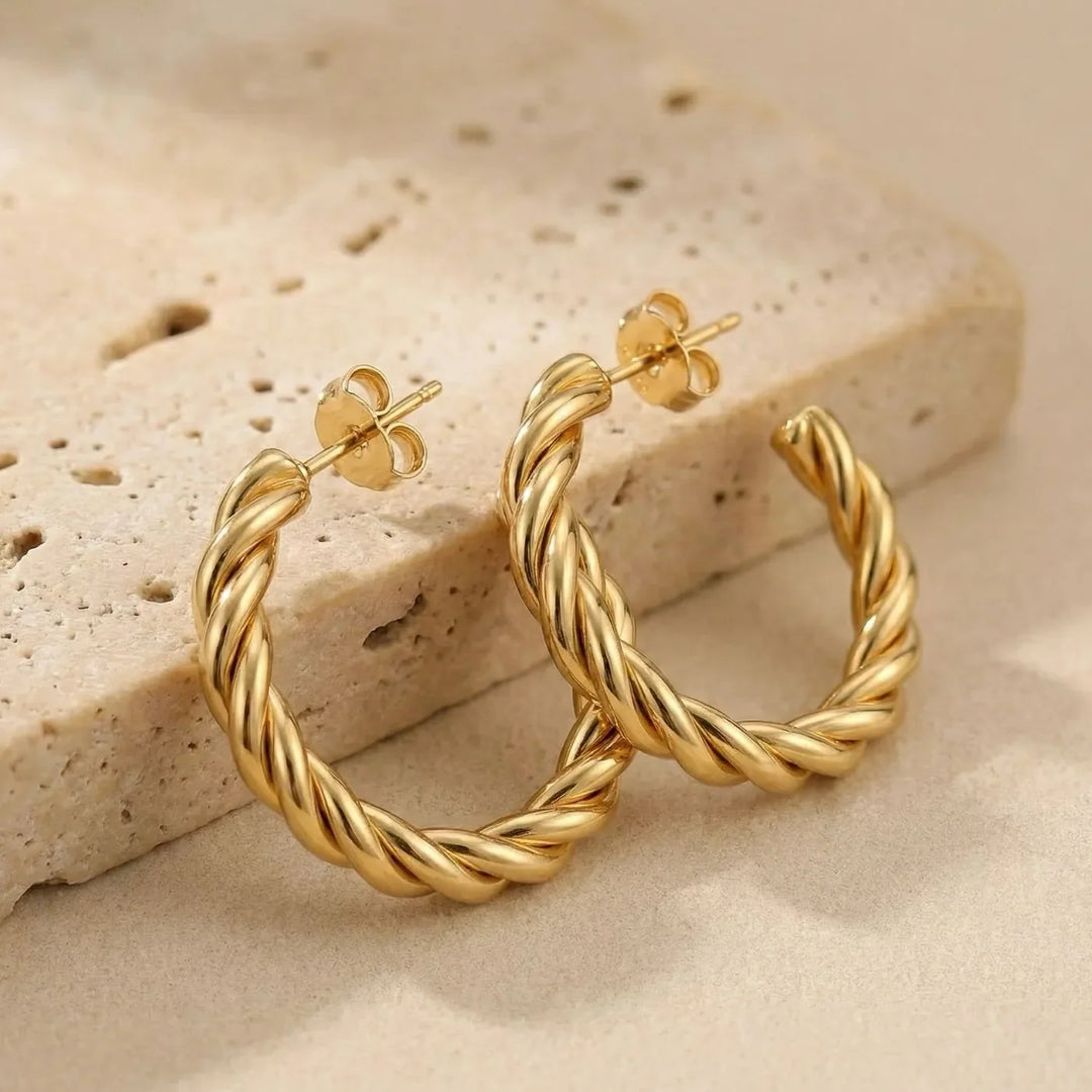 Rosa Earrings, styled on the model