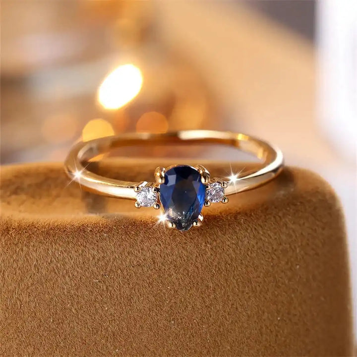 Minimalist Pear-Cut Royal Sapphire Ring