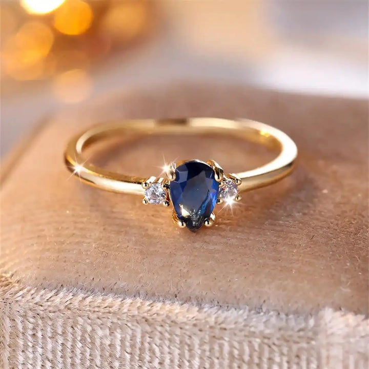 Minimalist Pear-Cut Royal Sapphire Ring