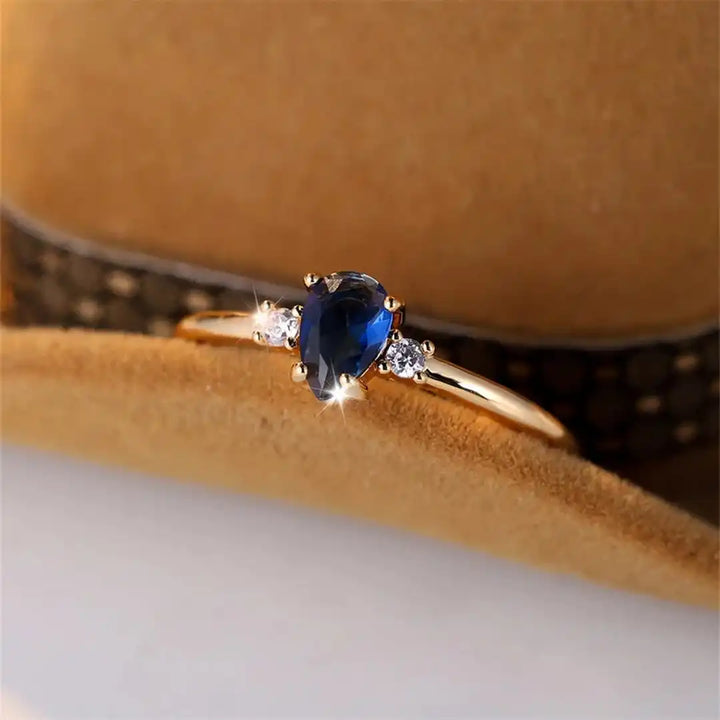 Minimalist Pear-Cut Royal Sapphire Ring