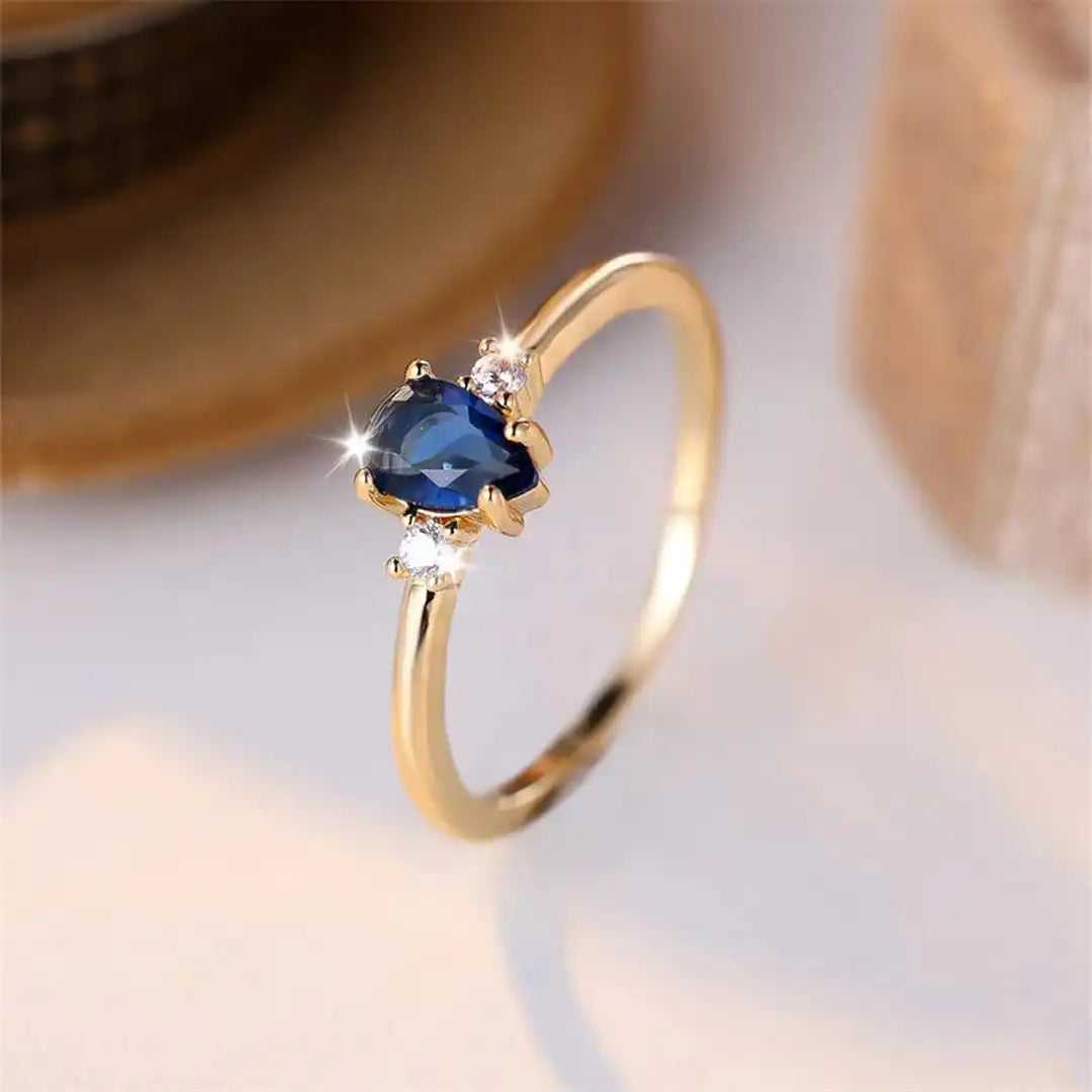 Minimalist Pear-Cut Royal Sapphire Ring