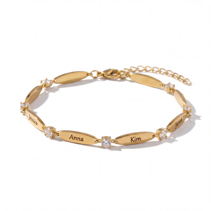 Elara Engraved Name Bracelet in gold
