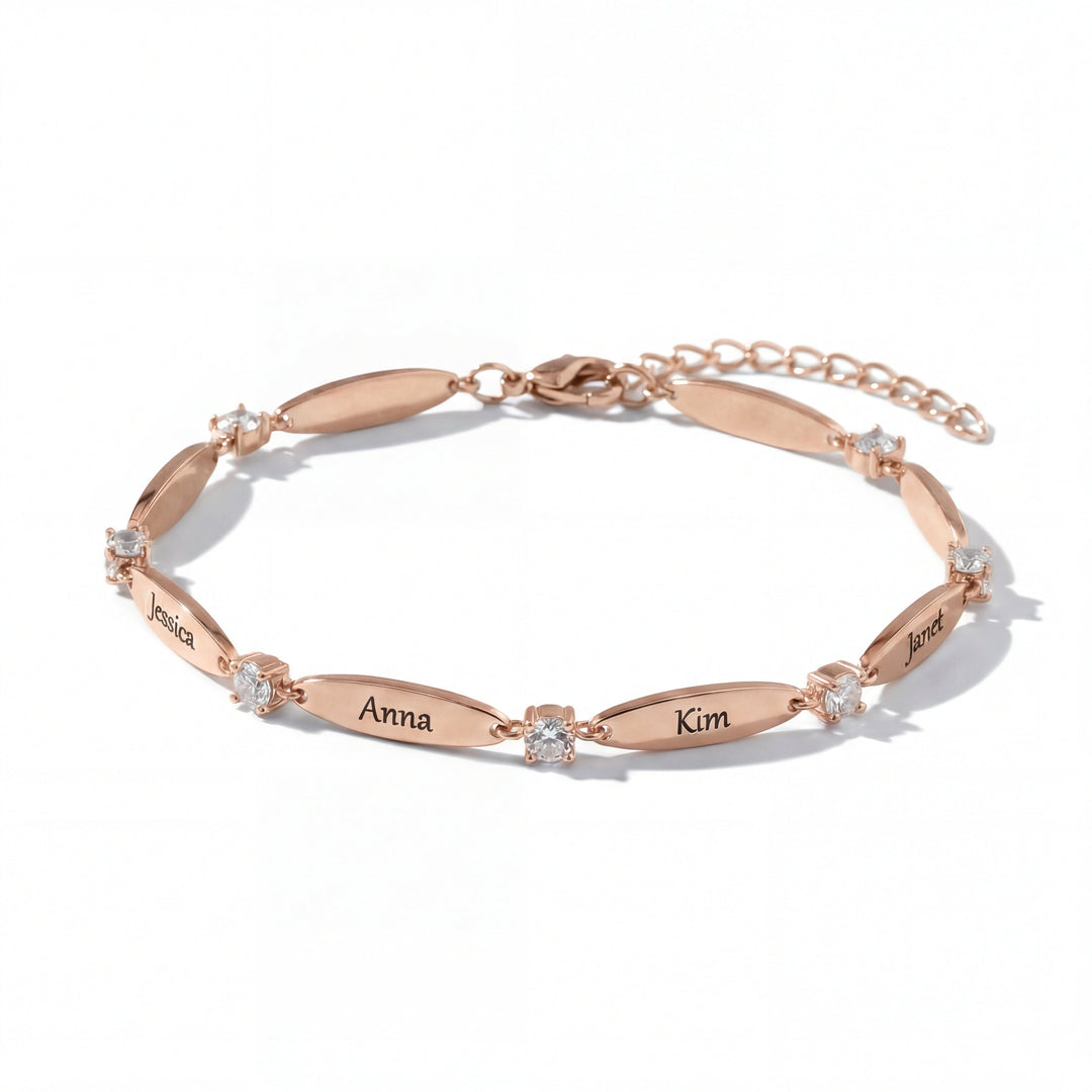 Elara Engraved Name Bracelet in rose gold