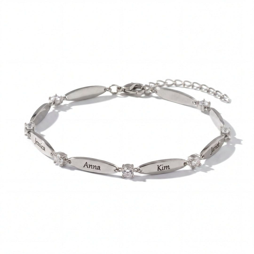 Elara Engraved Name Bracelet in silver