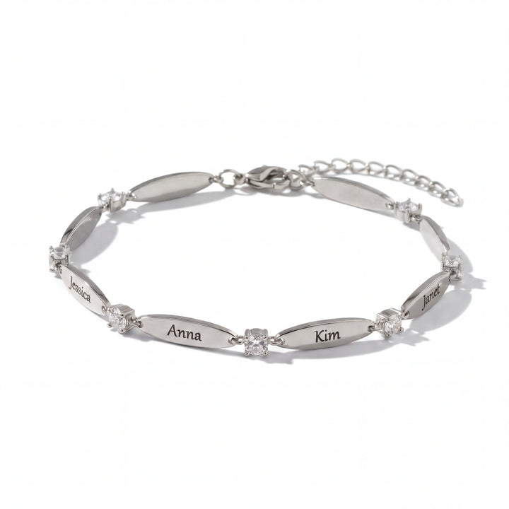 Elara Engraved Name Bracelet in silver