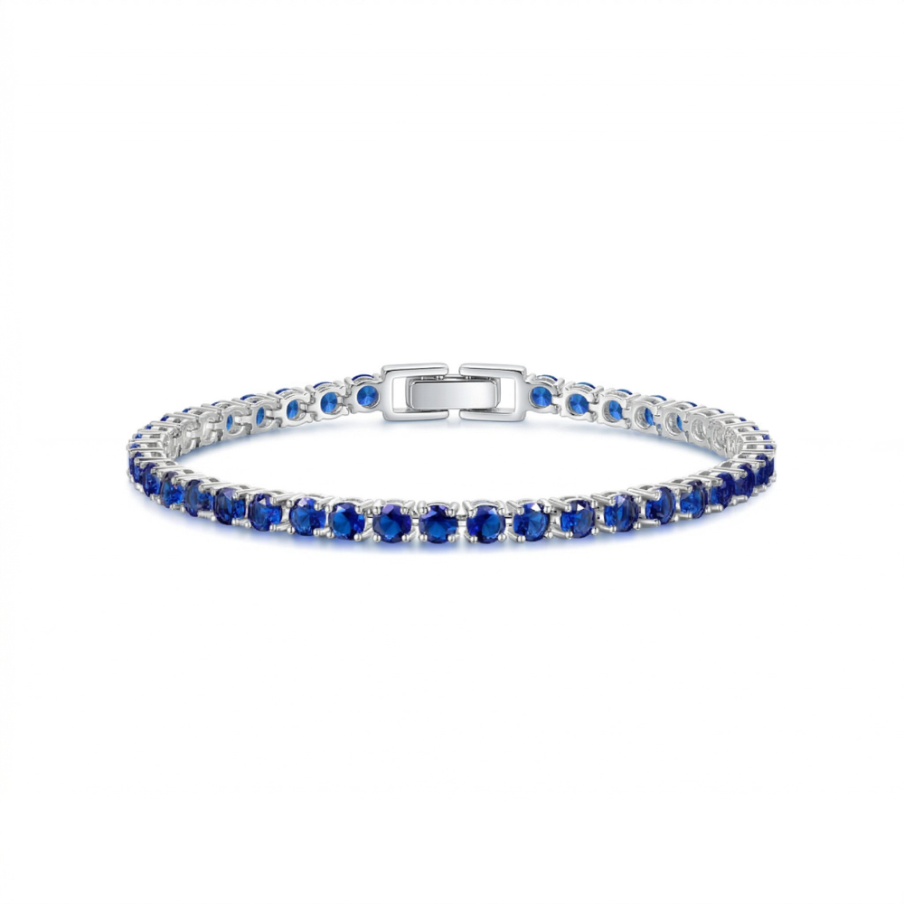 Sapphire Tennis Bracelet | Silver-Tone