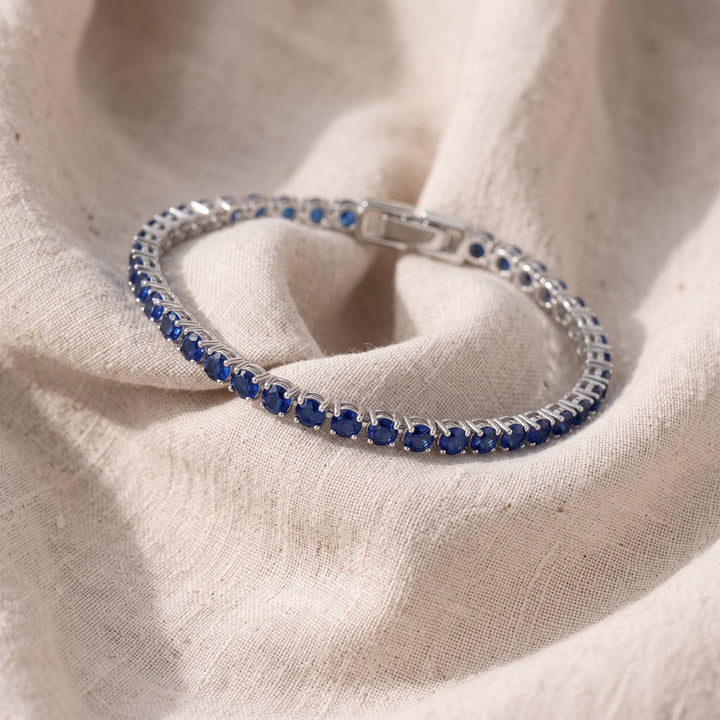Sapphire Tennis Bracelet | Silver-Tone